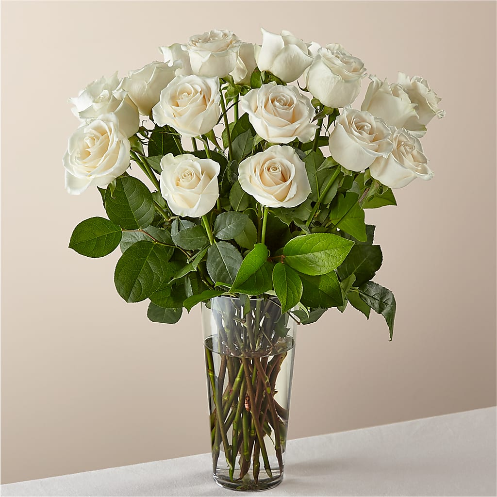 Long Stem White Rose Bouquet – Flowers By Vee, Tracy CA