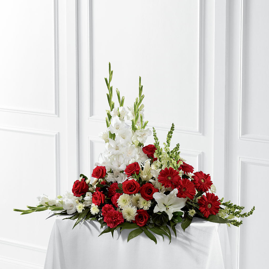 Crimson & White Arrangement – Flowers By Vee, Tracy CA