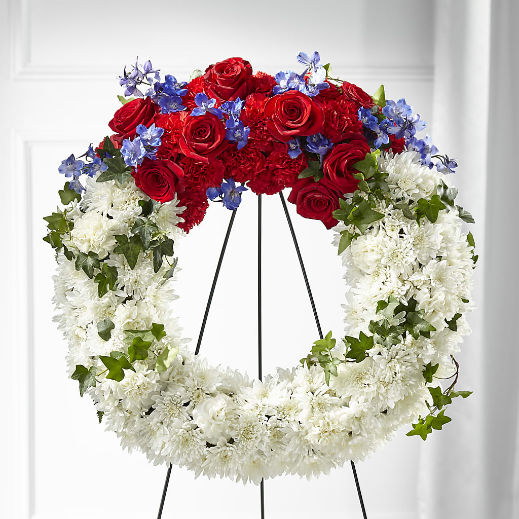 Patriotic Passion Wreath – Flowers By Vee, Tracy CA