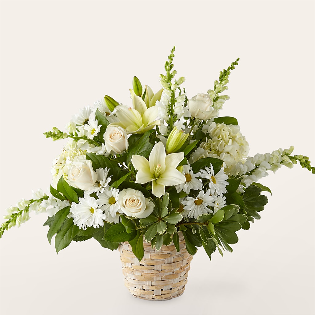 Ivory Elegance Floral Basket – Flowers By Vee, Tracy CA