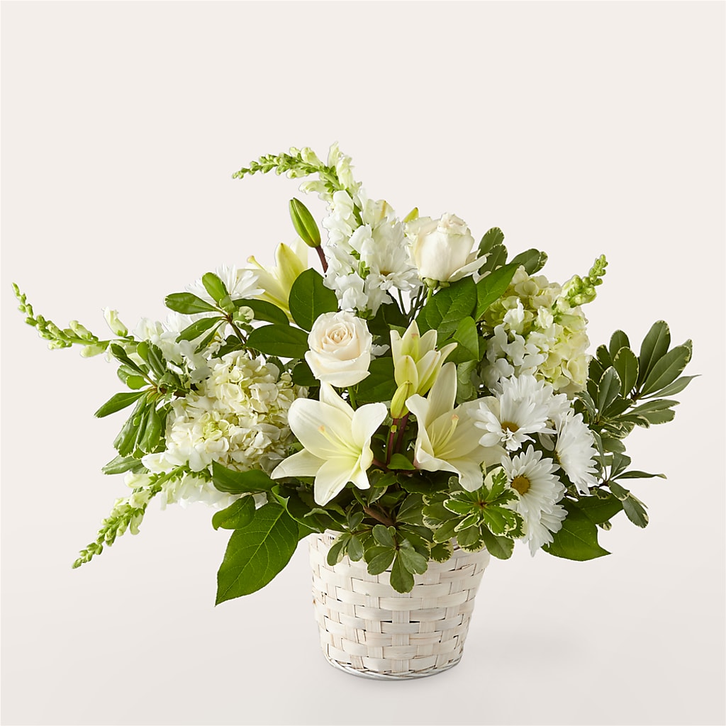 Ivory Elegance Floral Basket – Flowers By Vee, Tracy CA