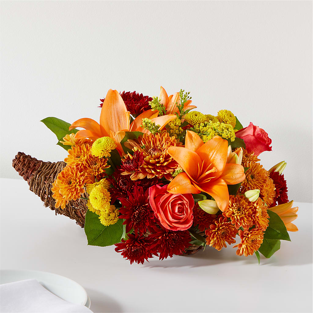 Bouquet of Blessings Cornucopia – Flowers By Vee, Tracy CA