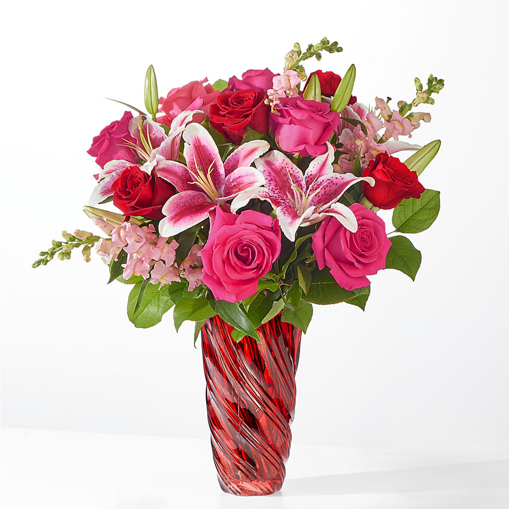 Always You Bouquet with Luxe Swirl Vase – Flowers By Vee, Tracy CA