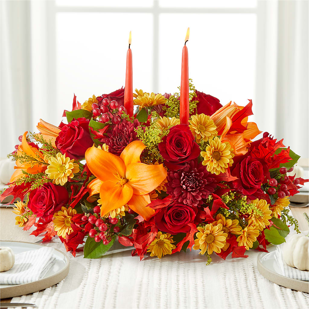 Autumn's Embrace Centerpiece – Flowers By Vee, Tracy CA