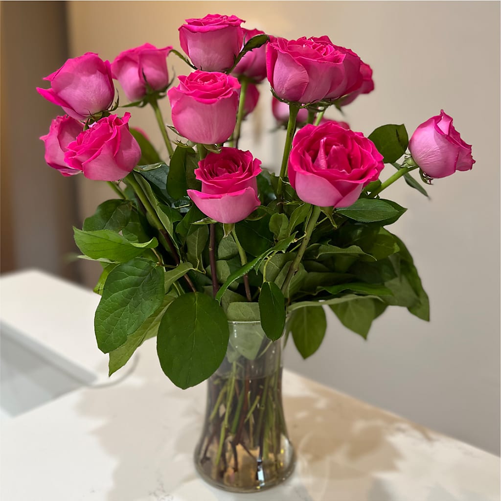 Long Stem Pink Rose Bouquet –  Flowers By Vee, Tracy CA