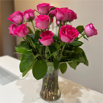 Long Stem Pink Rose Bouquet –  Flowers By Vee, Tracy CA