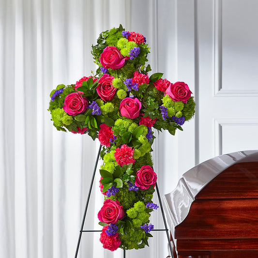 Tribute Rose Floral Cross –  Flowers By Vee, Tracy CA