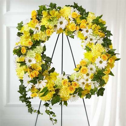 Golden Remembrance Wreath –  Flowers By Vee, Tracy CA