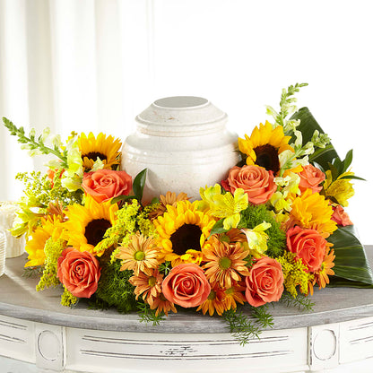 Faithful Sunflower Cremation Adornment –  Flowers By Vee, Tracy CA