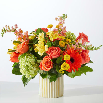 Autumn Sunshine Bouquet with Ivory Vase –  Flowers By Vee, Tracy CA