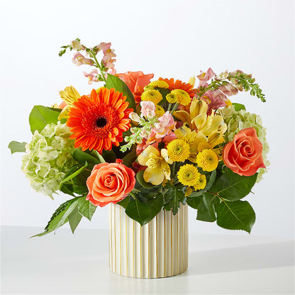 Autumn Sunshine Bouquet with Ivory Vase –  Flowers By Vee, Tracy CA