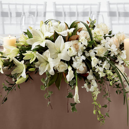 White Linen Arrangement –  Flowers By Vee, Tracy CA